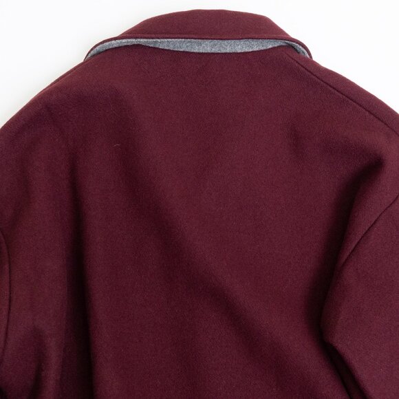 Vintage L.L. Bean Wool Varsity Bomber Jacket Burgundy Unisex Small - Picture 10 of 13